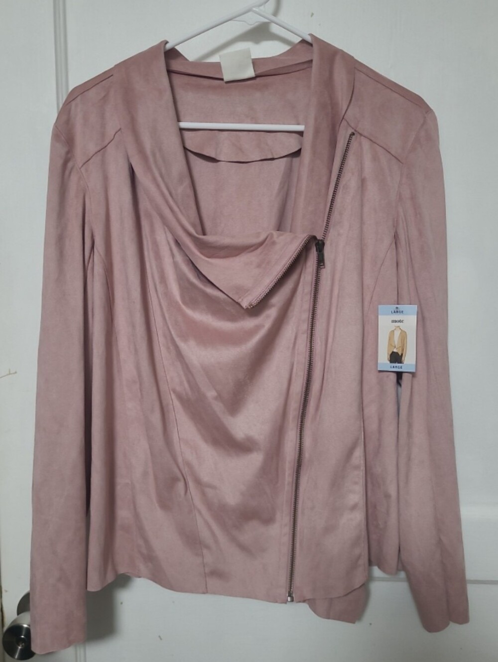 Mote Dusty Rose Pink Faux Suede Zipper Jacket LARGE